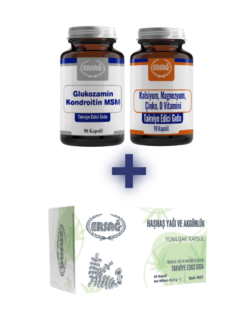GLUKOZAMİN KONDROİTİN MSM, KALSİYUM, MAGNEZYUM, ÇİNKO, D VİTAMİNİ ALANA HAŞHAŞ YAĞI VE AKGÜNLÜK KAPSÜL HEDİYE