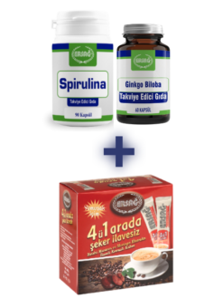 SPİRULİNA, GİNKGO BİLOBA ALANA 4 Ü 1 ARADA KAHVE YUMUŞAK İÇİM (TEK İÇİMLİK) HEDİYE