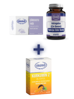 ASTRAGALUS (ÇİN GEVENİ),  ÇÖREKOTU YAĞI (JEL KAPSÜL)  ALANA KURKUMİN Z JEL KAPSÜL (BLİSTER AMBALAJ) HEDİYE