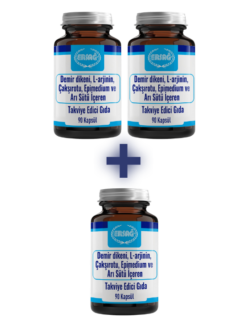 DEMİR DİKENİ, L-ARJİNİN, ÇAKŞIROTU, EPİMEDİUM  VE  ARI SÜTÜ İÇEREN GIDA TAKVİYESİ  (2 ALANA 1 HEDİYE)