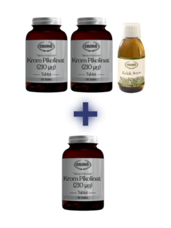 2 ADET KROM PİKOLİNAT TABLET 1 ADET KEKİK SUYU 200 ML ALANA 1 ADET KROM PİKOLİNAT TABLET HEDİYE