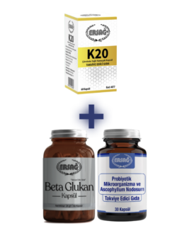 K20 TAKVİYE EDİCİ GIDA ALANA PROBİYOTİK MİKROORGANİZMA VE ASCOPHYLLUM NODOSUM VE BETA GLUKAN KAPSÜL HEDİYE
