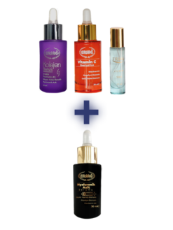 KOLAJEN SERUM 30 ML, VİTAMİN C SERUMU 30 ML, LİLYUM KADIN PARFÜM 15 ML ALANA HYALURONİK ASİT SERUMU 30 ML HEDİYE